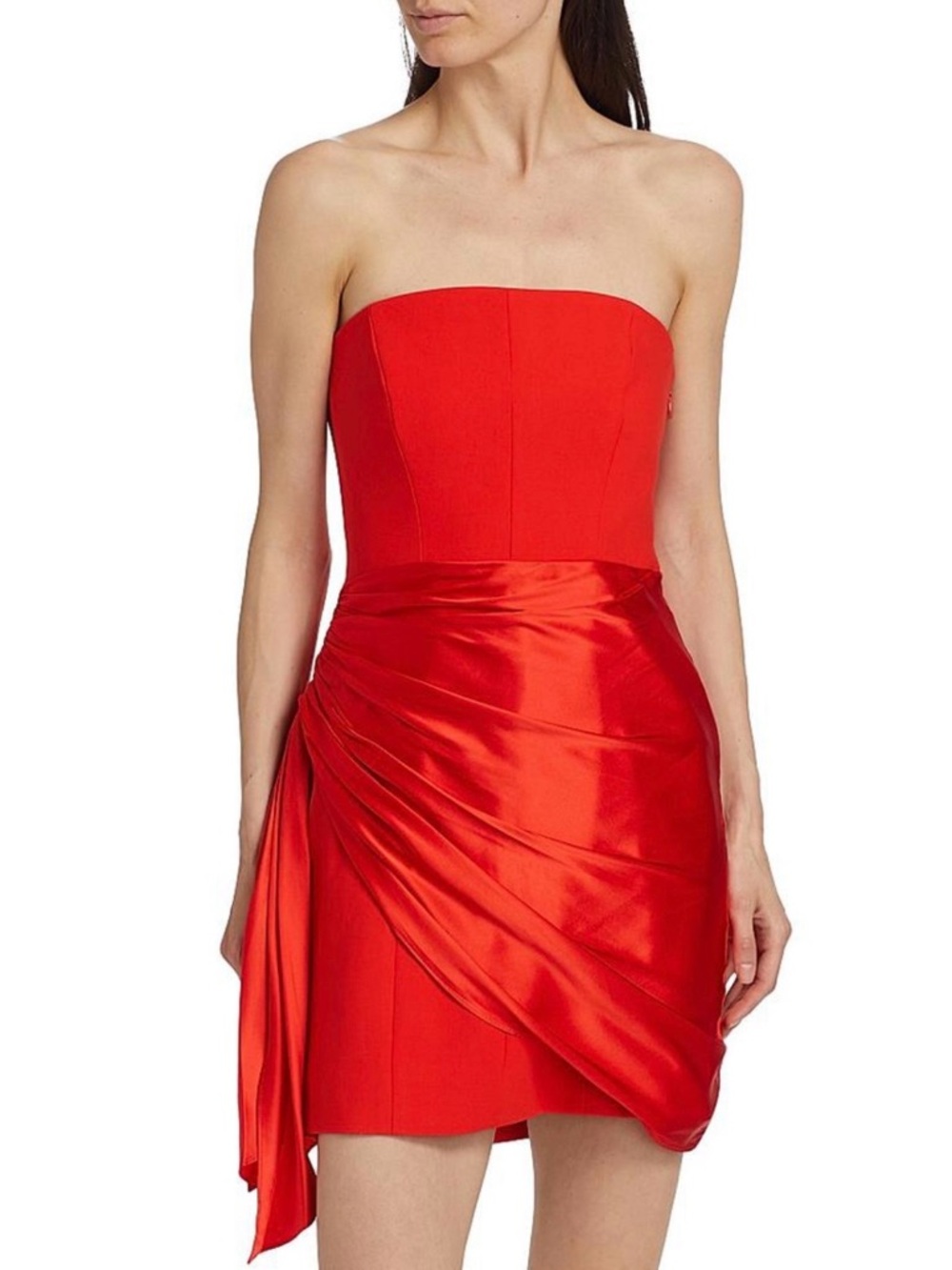 CINQ A SEPT Kennith Strapless Silk Mini Cocktail Dress, Crimson, NWT